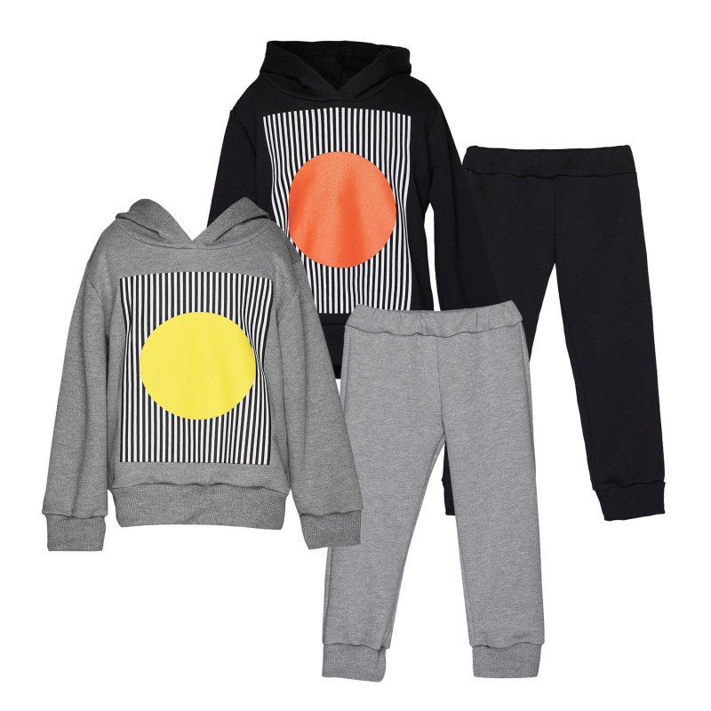 TC THE SWEATER EFFECT CIRCLES & STRIPES HOODED SET-Island Boutique by Elsa Toli