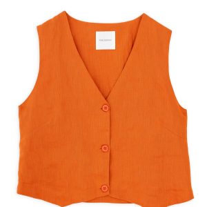 Linen Vest Philosophy Orange-Island Boutique by Elsa Toli