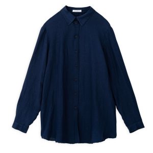 Gauze Oversized Shirt Philosophy Dark Blue-Island Boutique by Elsa Toli