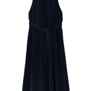 Cupro V Neck Dress Philosophy Dark Blue-Island Boutique by Elsa Toli