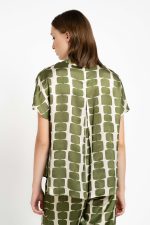 Satin Print Short Sleeve Shirt Philosophy Green-Island Boutique by Elsa Toli