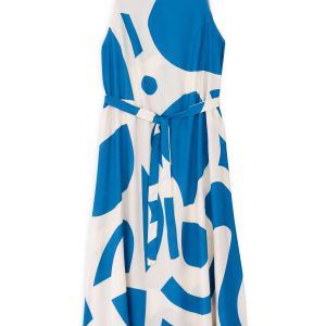 Satin Print Sleeveless Dress Philosophy Light Blue-Island Boutique by Elsa Toli