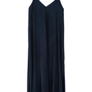Satin Fine Ecovero Slip Dress Philosophy Blue Black-Island Boutique by Elsa Toli