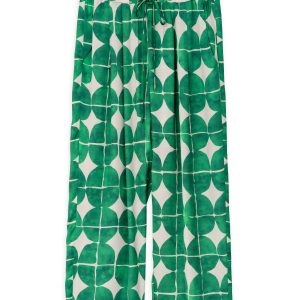 Satin Print Pleated Pants Philosophy Green-Island Boutique by Elsa Toli