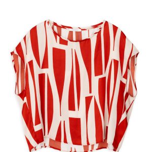 Satin Print Cropped Top Philosophy Red-Island Boutique by Elsa Toli