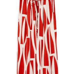 Satin Print Pleated Pants Philosophy Red-Island Boutique by Elsa Toli