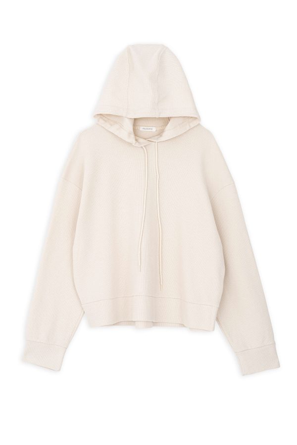 Futter Waffle Cropped Hoodie Philosophy Dusty White-Island Boutique by Elsa Toli