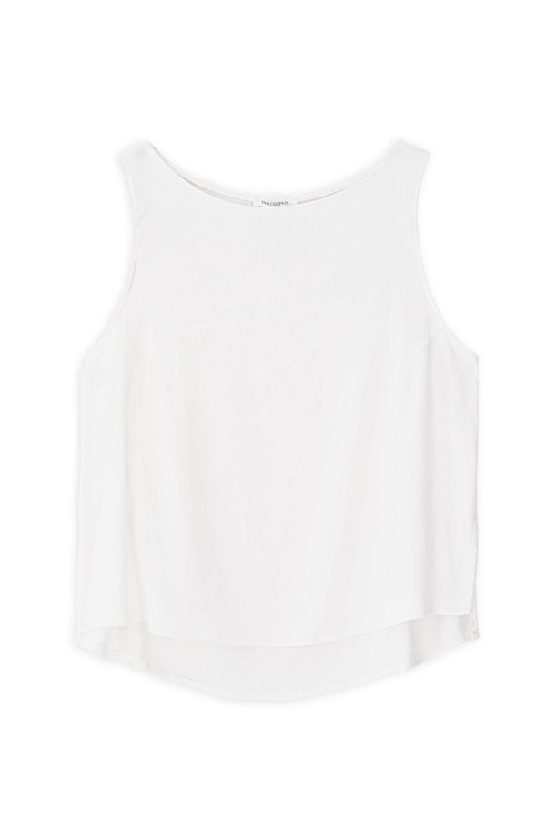 Twill Linen Cropped Top Philosophy White-Island Boutique by Elsa Toli