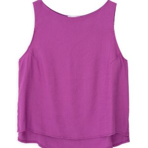 Twill Linen Cropped Top Philosophy Mauve-Island Boutique by Elsa Toli
