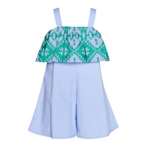 Cycladic Muse Ruffle Embroidered Jumpsuit Baby+ Ciel-Island Boutique by Elsa Toli