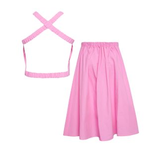 Monochrome Set W/backless Top & Midi Skirt Kid Pink-Island Boutique by Elsa Toli