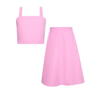 Monochrome Set W/backless Top & Midi Skirt Kid Pink-Island Boutique by Elsa Toli