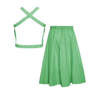 Monochrome Set W/backless Top & Midi Skirt Kid Green-Island Boutique by Elsa Toli