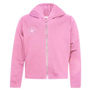 Monochrome Hooded Cardigan Kid Pink-Island Boutique by Elsa Toli