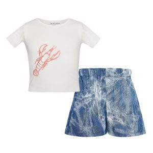 Underwater Set W/lobster Top & Tie Dye Shorts Baby+ Ecru-Island Boutique by Elsa Toli