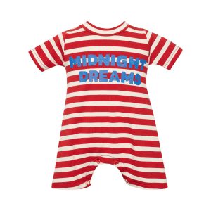 Arlequin Striped Playsuit New Born Red/White-Island Boutique by Elsa Toli