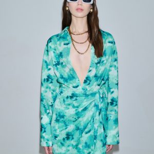 Leah Shirt Green Flowers-Island Boutique by Elsa Toli