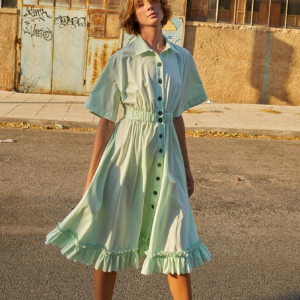 Cotton Dress With Buttons Mint-Island Boutique by Elsa Toli