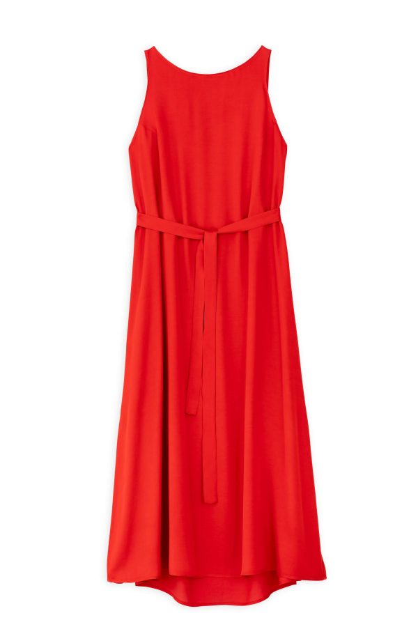 Satin Ecovero Sleeveless Dress Philosophy Red-Island Boutique by Elsa Toli
