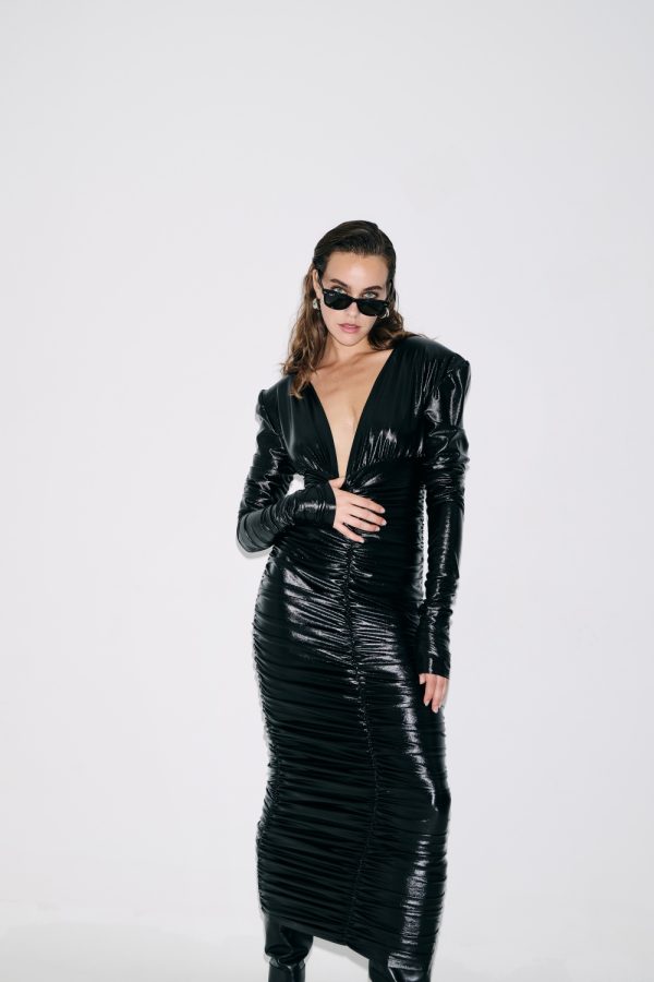 Victoria Dress Metallic Black-Island Boutique by Elsa Toli