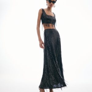 Sonia Sequin Skirt Black-Island Boutique by Elsa Toli