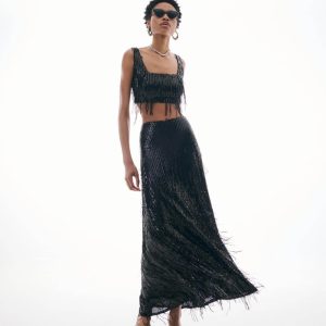 Sonia Sequin Skirt Black-Island Boutique by Elsa Toli