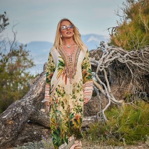Long Dress Aisha Green Jungle-Island Boutique by Elsa Toli